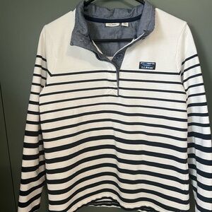 L.L. Bean Navy and White Button-Up Shirt